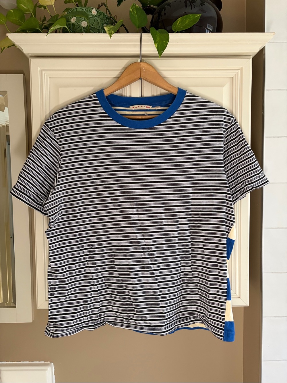 Marni x Uniqlo Striped Tee Shirt Cotton Blue White Size Medium Men